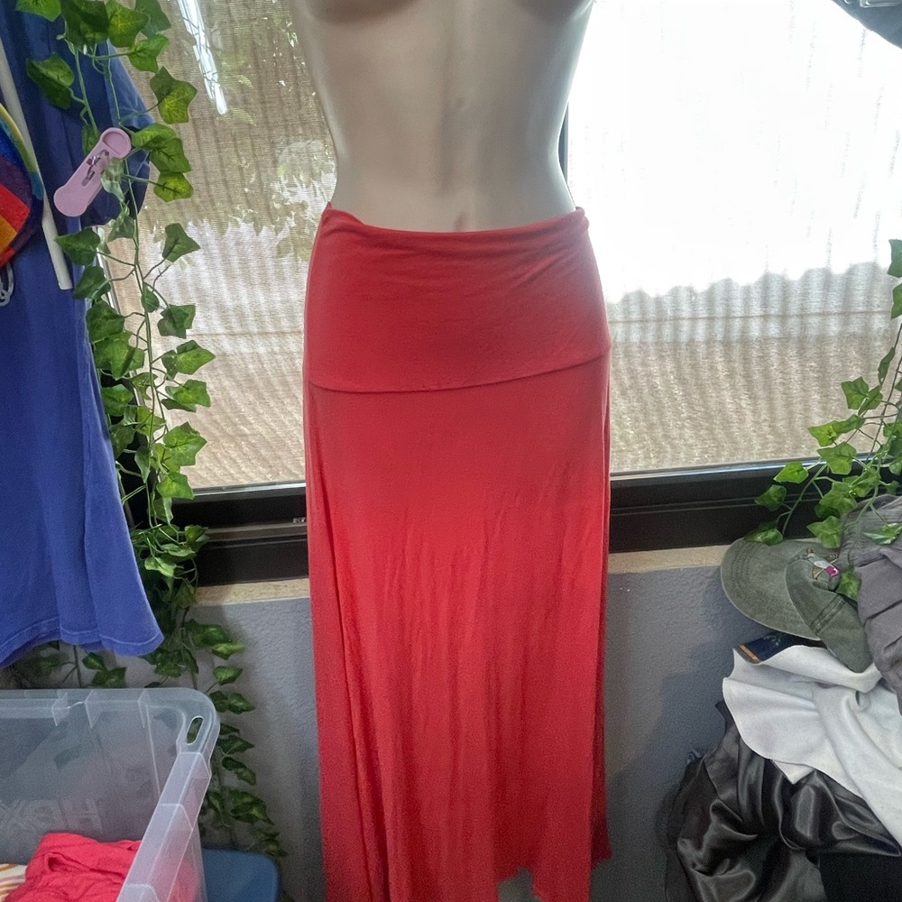 Popular Basics Orange Pink Asymmetrical A-Line Maxi Skirt